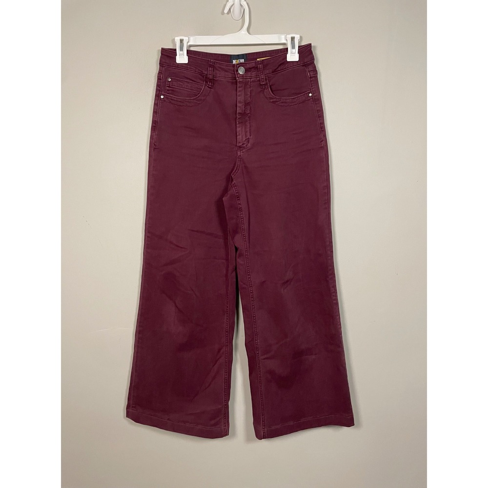 Anthropologie Maeve High Rise Wide Leg Maroon Jeans Size 27 Tall Casual Fall